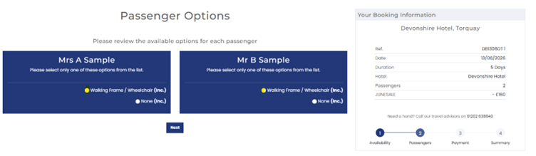 Choose Passenger Options