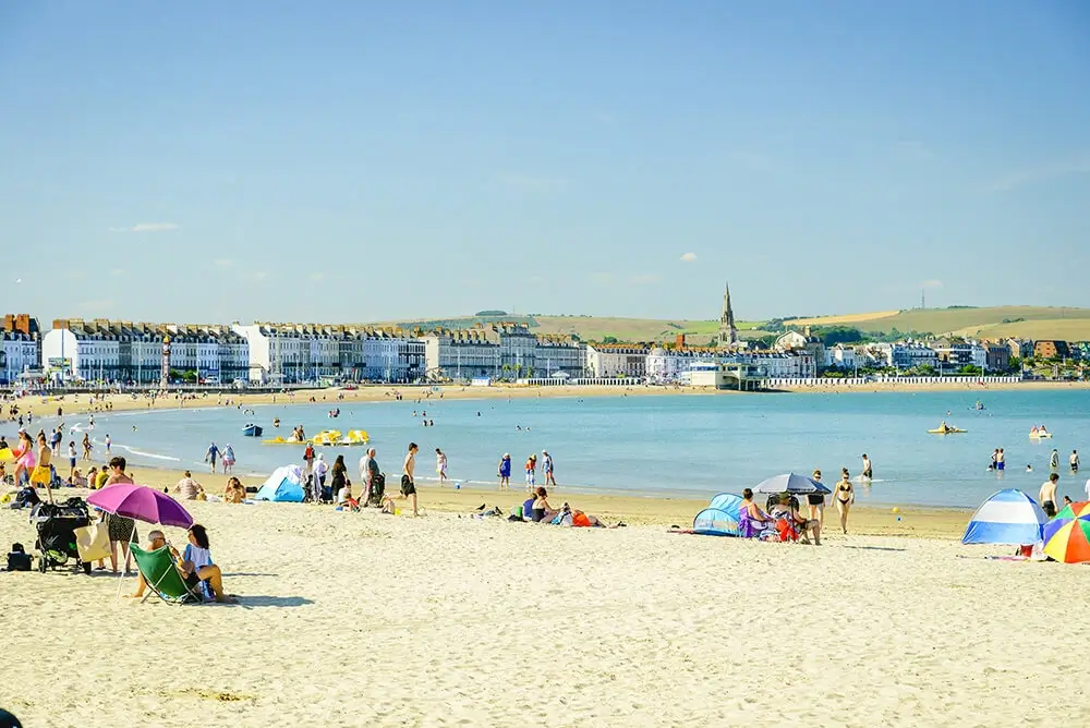 Swanage Pier and boats on a sunny day